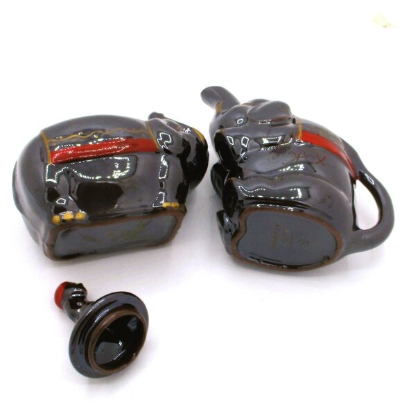 Vintage Elephant Boy Creamer Sugar Bowl Set Boy Figurine Lid Made In Japan - Picture 3 of 7